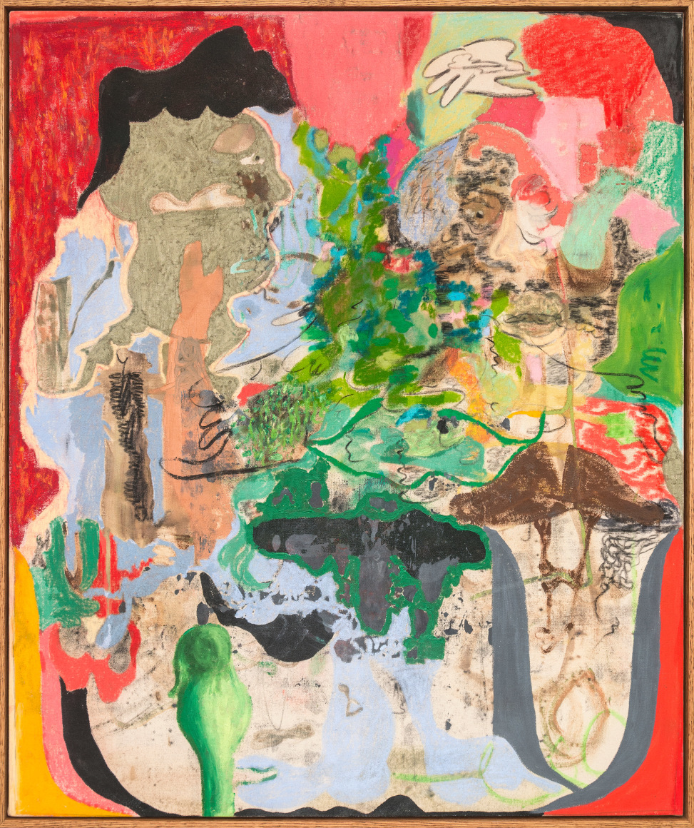 Michael Bauer Gardener's Dream, 2018 Oil, oil pastel, acrylic, charcoal on canvas 38 x 32 in 96.5 x 81.3 cm (MB18.002)