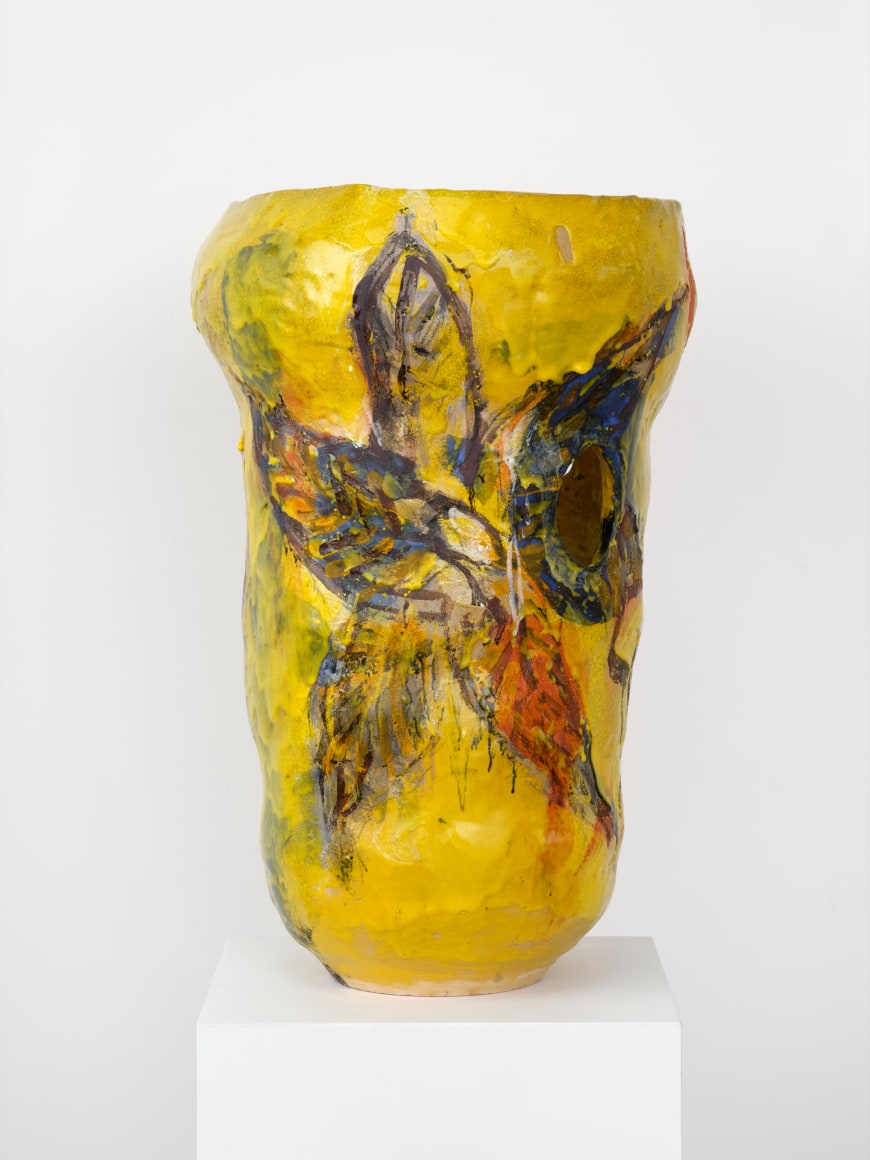 Roger Herman yellow flower, 2023 Glazed ceramic 29 1/2 x 18 1/2 in 74.9 x 47 cm (ROH24.025)