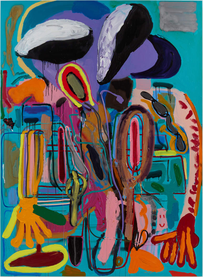 André Butzer Wer hat Dr. Pfeffer erfunden?, 2018 Oil and acrylic on canvas 102 3/8 x 74 3/4 in 260 x 190 cm (AB18.052)
