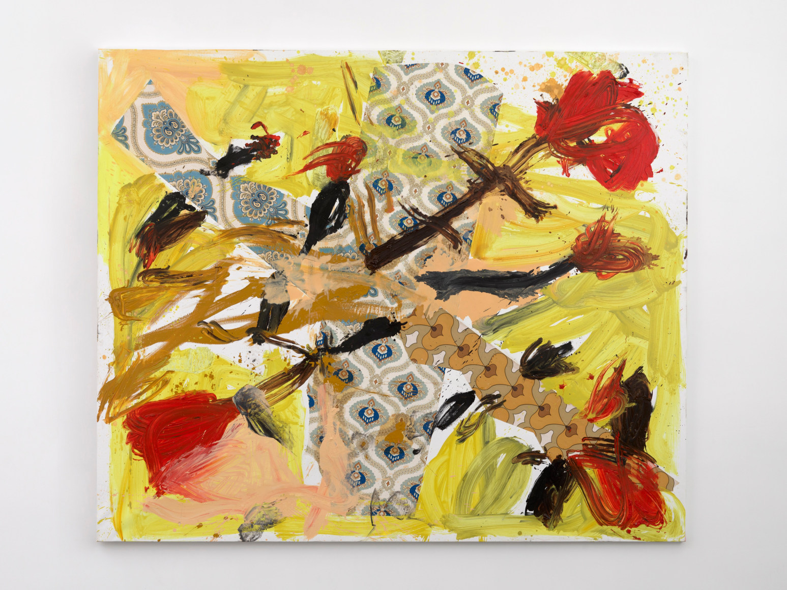 Jorge Galindo ALEGRÍA DO ESPINHO, 2023 Oil and glued wallpaper on canvas 78 3/4 x 94 1/2 in 200 x 240 cm (JGA24.006)