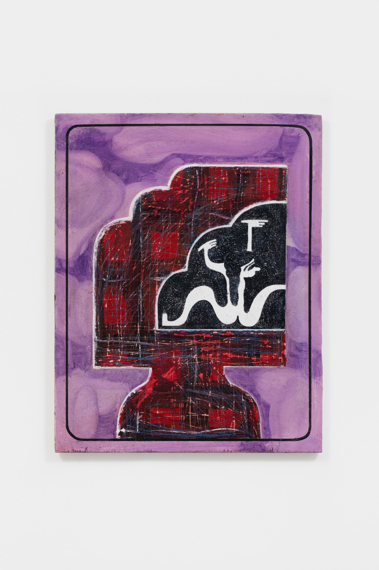 Nel Aerts Psychopathe Piégé, 2021 Acrylic, oil on wood 33 1/2 x 26 in 85 x 66 cm (NAE21.005)