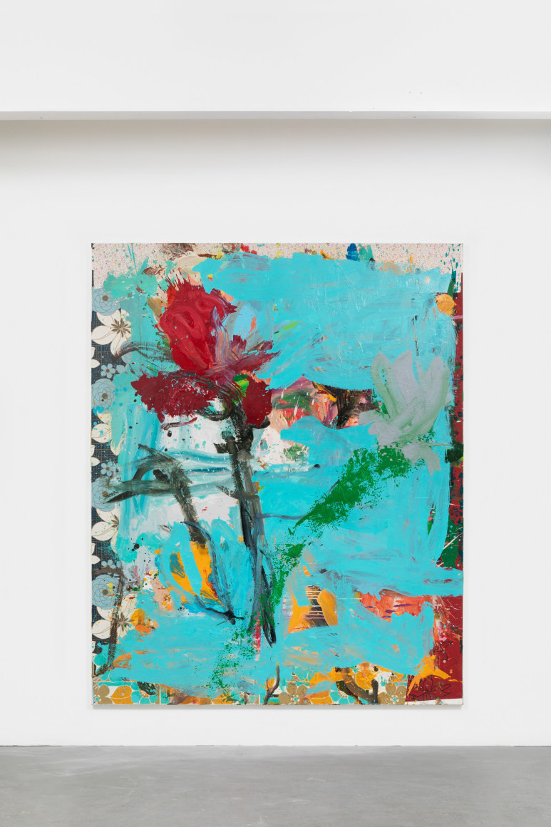 Jorge Galindo PLANT OF MADONNA, 2021 Oil and glued wallpaper on canvas 98 3/8 x 78 3/4 in 250 x 200 cm (JGA21.009)