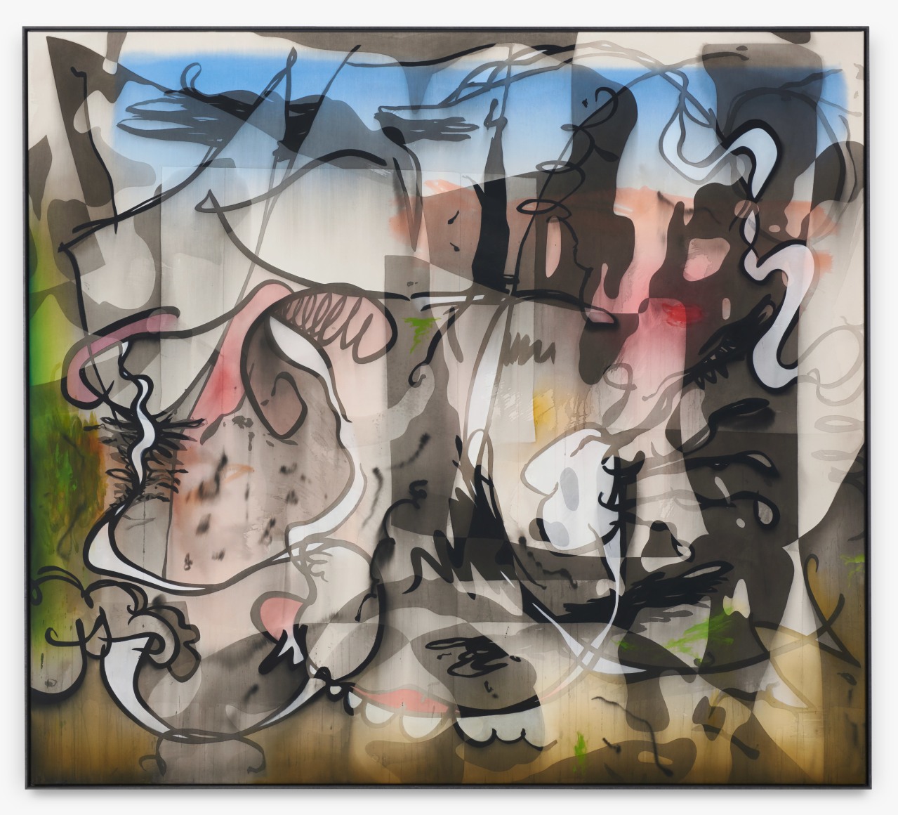 Jan-Ole Schiemann, On the beach, 2017. Ink and acrylic on canvas, 70 7/8 x 78 3/4 in, 180 x 200 cm (JS17.019)