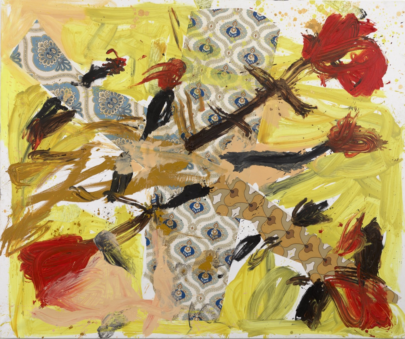 Jorge Galindo ALEGRÍA DO ESPINHO, 2023 Oil and glued wallpaper on canvas 78 3/4 x 94 1/2 in 200 x 240 cm (JGA24.006)