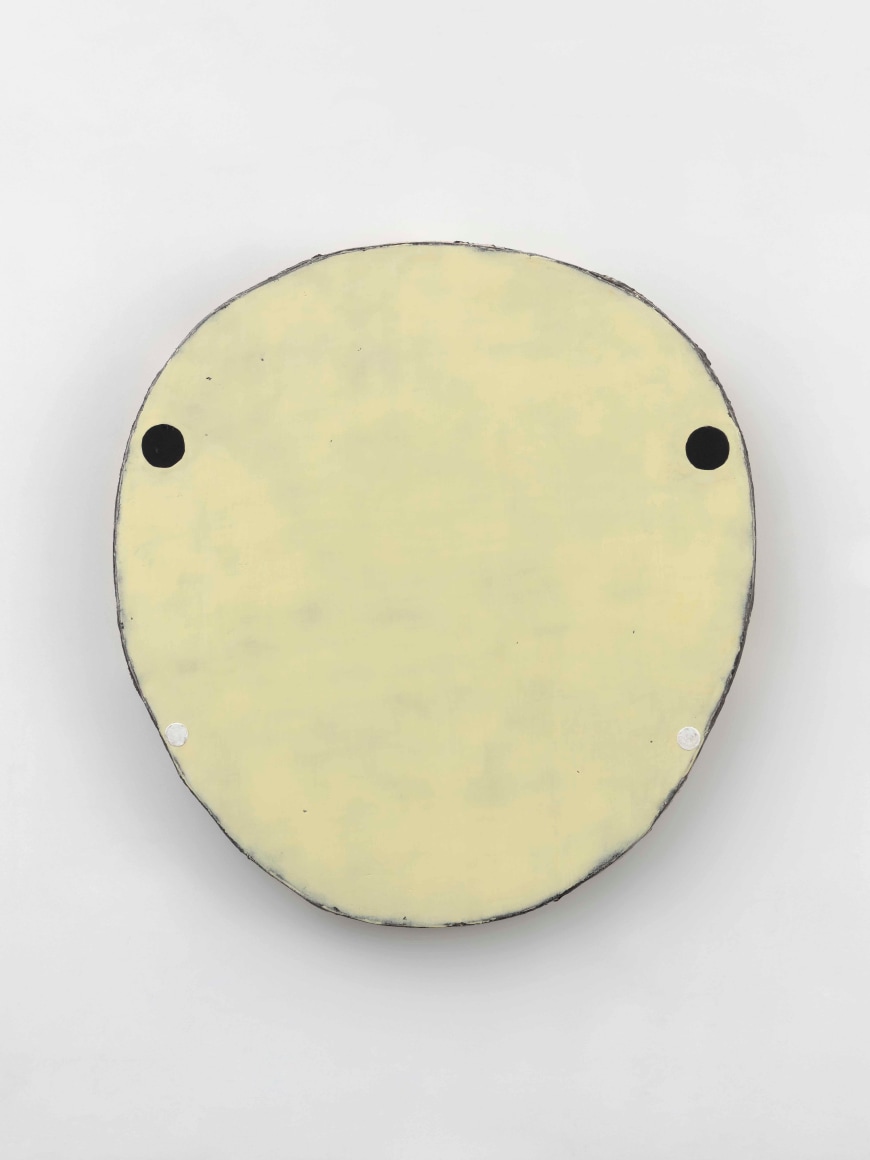 Otis Jones Yellow With Two Black Circles, 2024 Acrylic on canvas on wood 59 x 55 x 5 in 149.9 x 139.7 x 12.7 cm (OJO24.016)