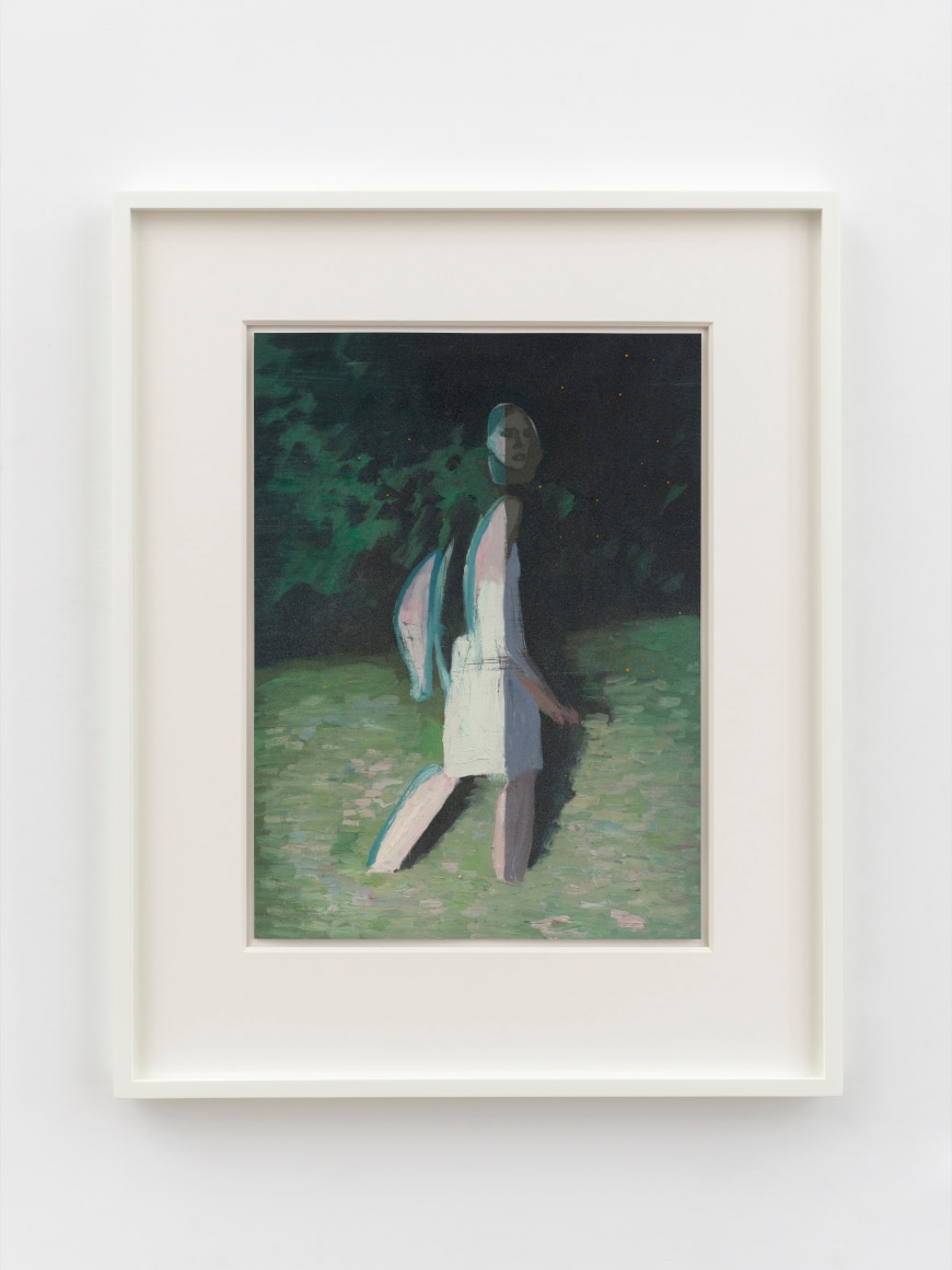 Jonathan Wateridge Figure in Garden, 2025 Oil on paper 23 3/8 x 18 7/8 x 1 5/8 in (framed) 59.5 x 47.9 x 4 cm (framed) (JWA25.026)
