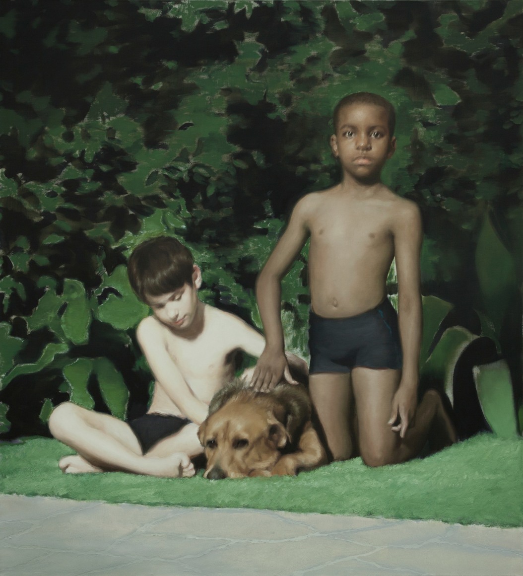 Jonathan Wateridge Boys, 2016 Oil on linen 65 x 59 1/8 in 165 x 150 cm