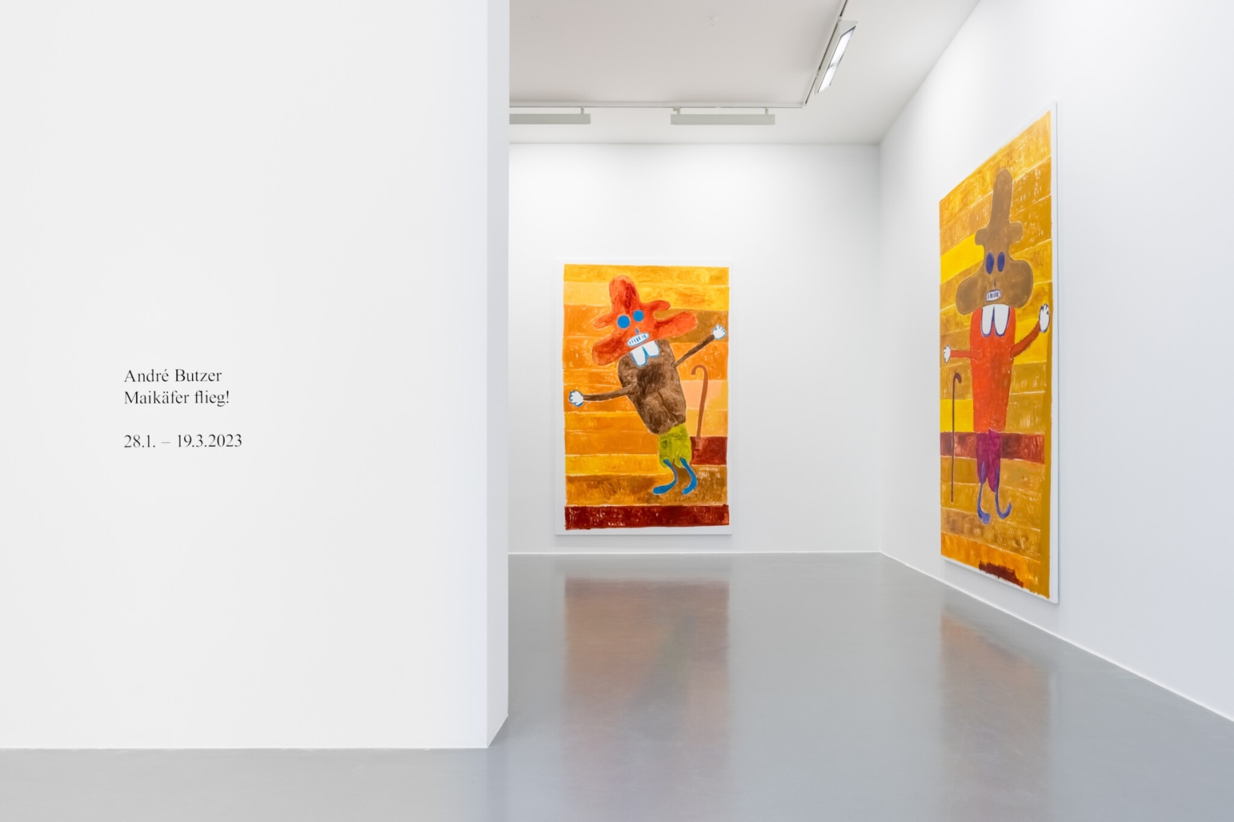 Installation view of André Butzer, Maikäfer flieg!, (January 28 - March 19, 2023), Kunstverein Friedrichshafen. Photo: Kilian Blees