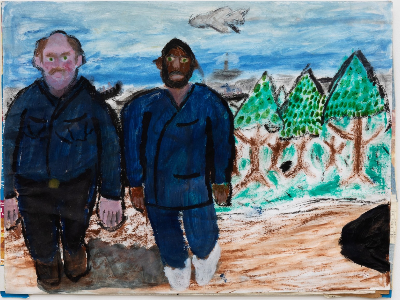 Raynes Birkbeck, Incoming Outgoing Presidents; Denny In, Jesus Out, 2019. Oil stick and acrylic on paper 18 x 24 in 45.7 x 61 cm (RBI20.005)