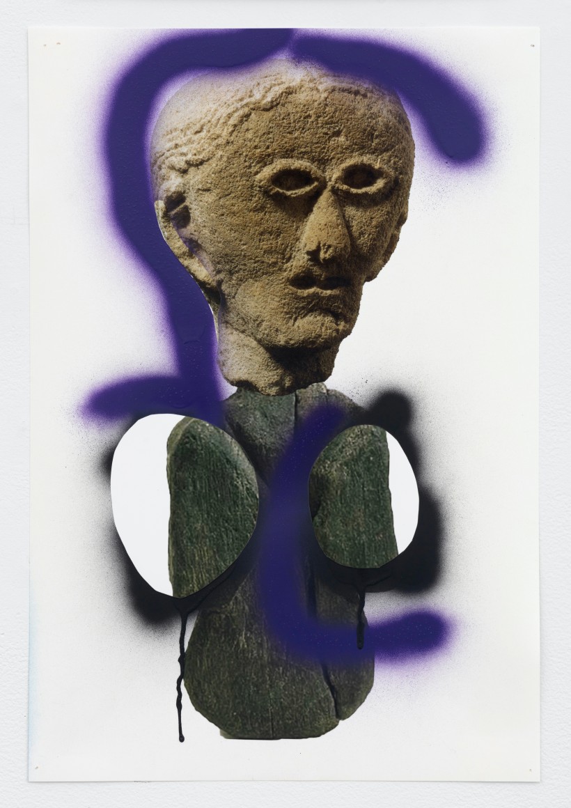 Justin Matherly Untitled, 2021 signed and dated verso &quot;Justin Matherly 2021&quot; inkjet print, spray paint and collage 19 x 13 in 48.3 x 33 cm (JMA21.004)