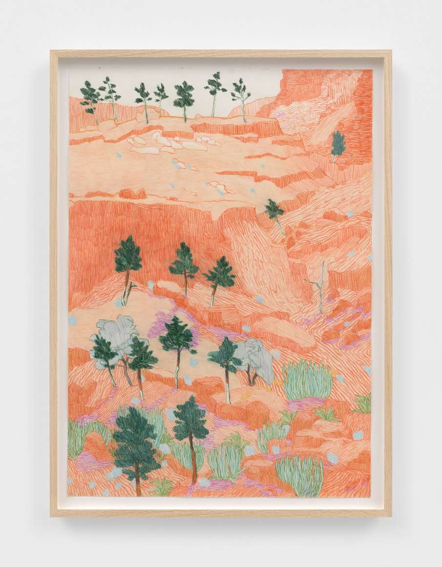Per Adolfsen Mountain wall, 2025 Signed, titled, and dated on verso Colored pencil on Hahnemühle paper 35 1/8 x 25 5/8 in (framed) 89.2 x 65 cm (framed) (PAD25.012)
