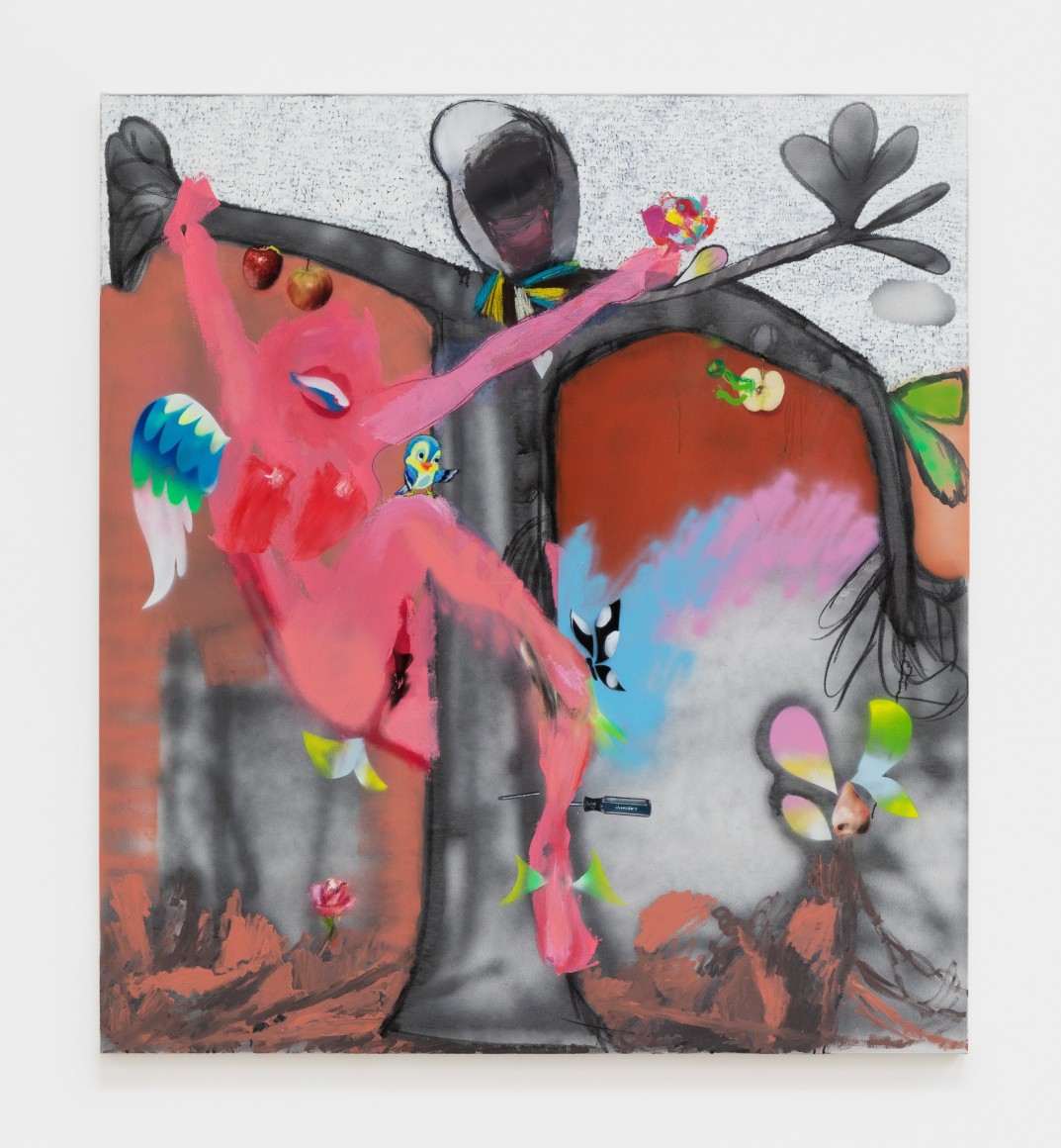 Alessandro Pessoli Blessed Remixed (Annunciazione), 2019-2021 Oil, spray paint, soft pastels, tempera, and pencil on canvas 63 x 55 in 160 x 139.7 cm (AP19.008)