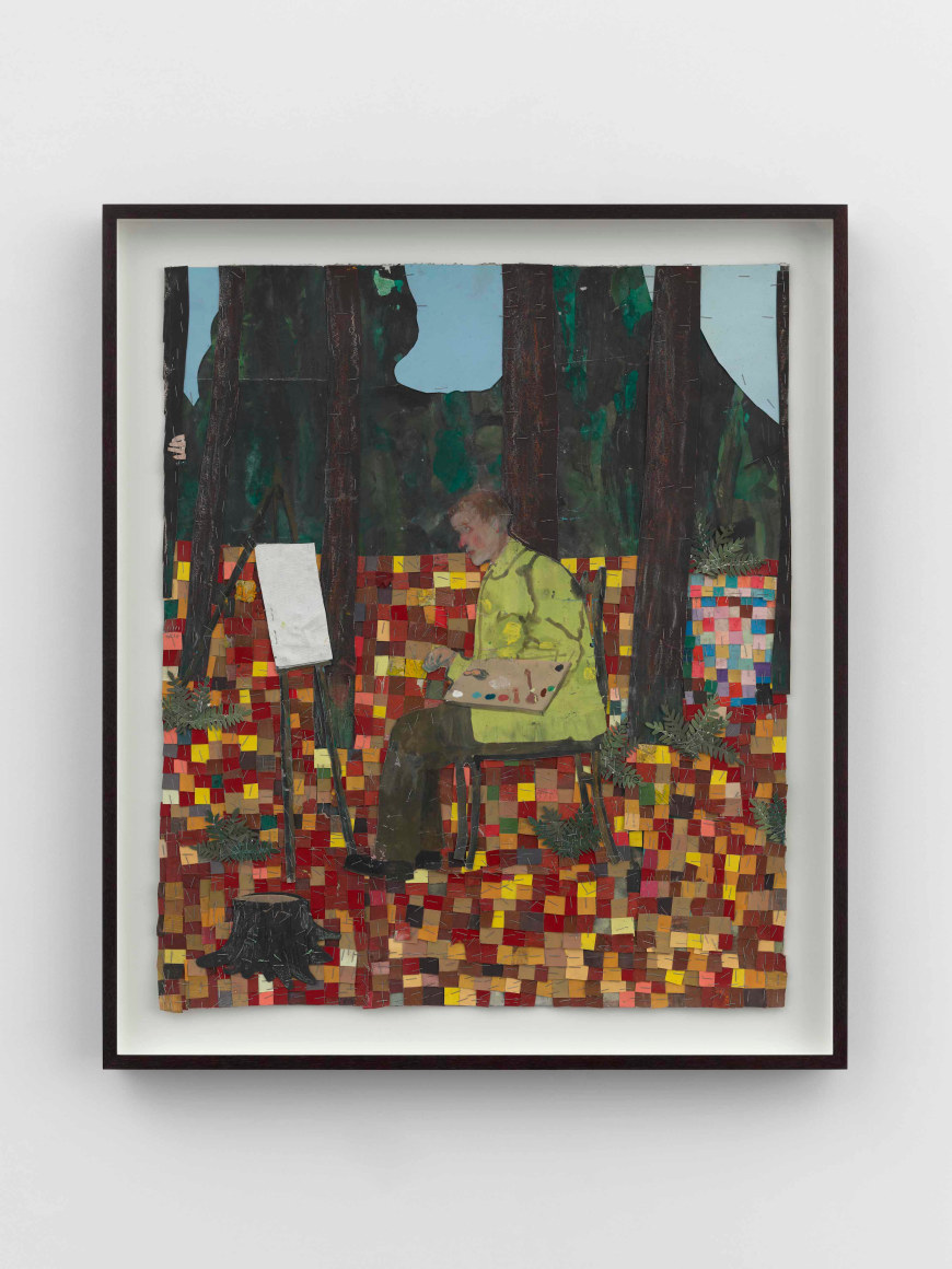 Pieter Jennes Bird tales g, 2024 Mixed media and collage on paper 37 7/8 x 32 5/8 in (framed) 96.2 x 82.9 cm (framed) (PJE24.038)