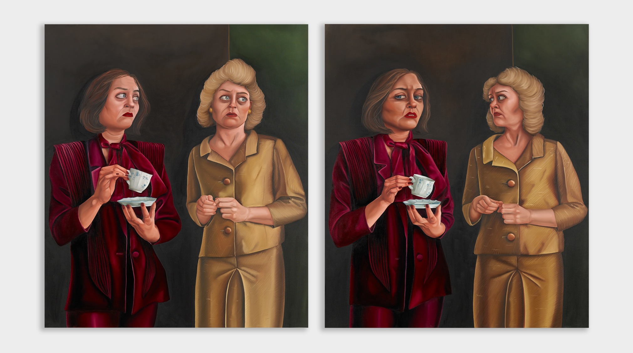 Madeleine Pfull Janet and Sandy I & II, 2021 Oil on linen 59 1/8 x 51 1/8 in (each) 150 x 130 cm (each) (MP21.007)