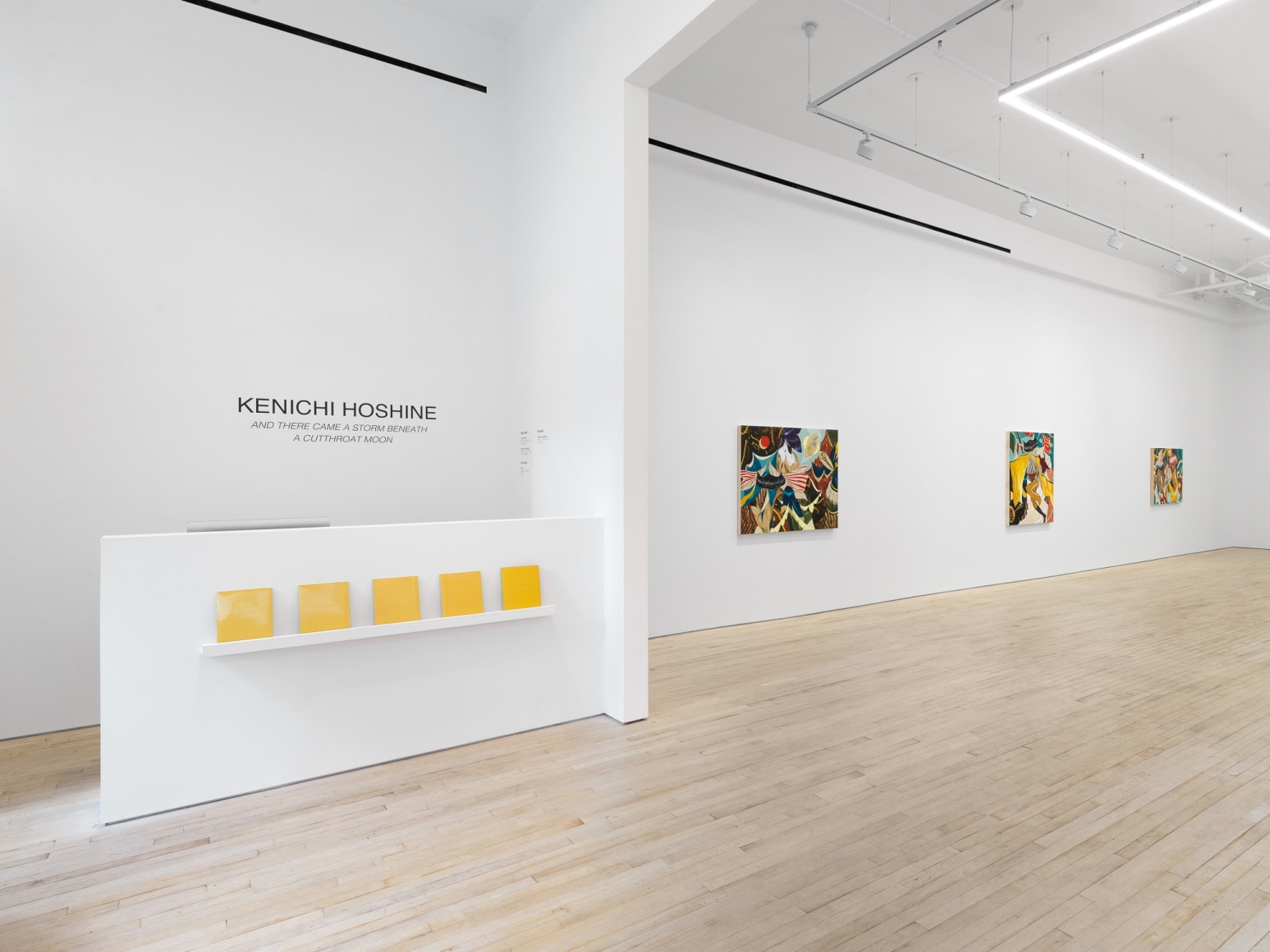 Installation view of Kenichi Hoshine, And There Came a Storm Beneath a Cutthroat Moon, Nino Mier Gallery, Tribeca, May 16 – June 14, 2025