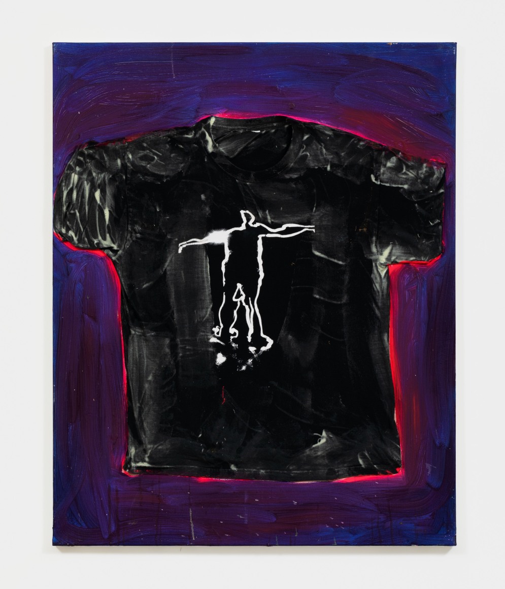 Peter Bonde T-SHIRT PAINTING #2, 2021 Mixed media 39 3/8 x 31 1/2 in 100 x 80 cm (PB21.026)