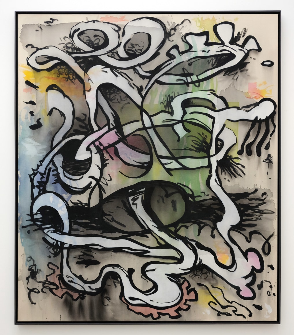 Jan-Ole Schiemann, Verkettung, 2016. Ink and acrylic on canvas, 55 x 47 inches, 130 x 120 cm (JS16.024)