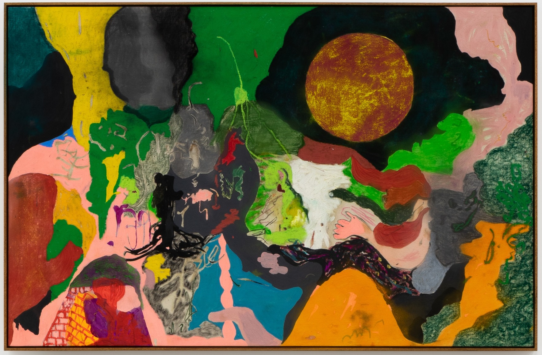 Michael Bauer, Untitled, 2020. Oil, crayon, pastel and acrylic on canvas, 39 x 59 in, 99.1 x 149.9 cm (MBA20.016)