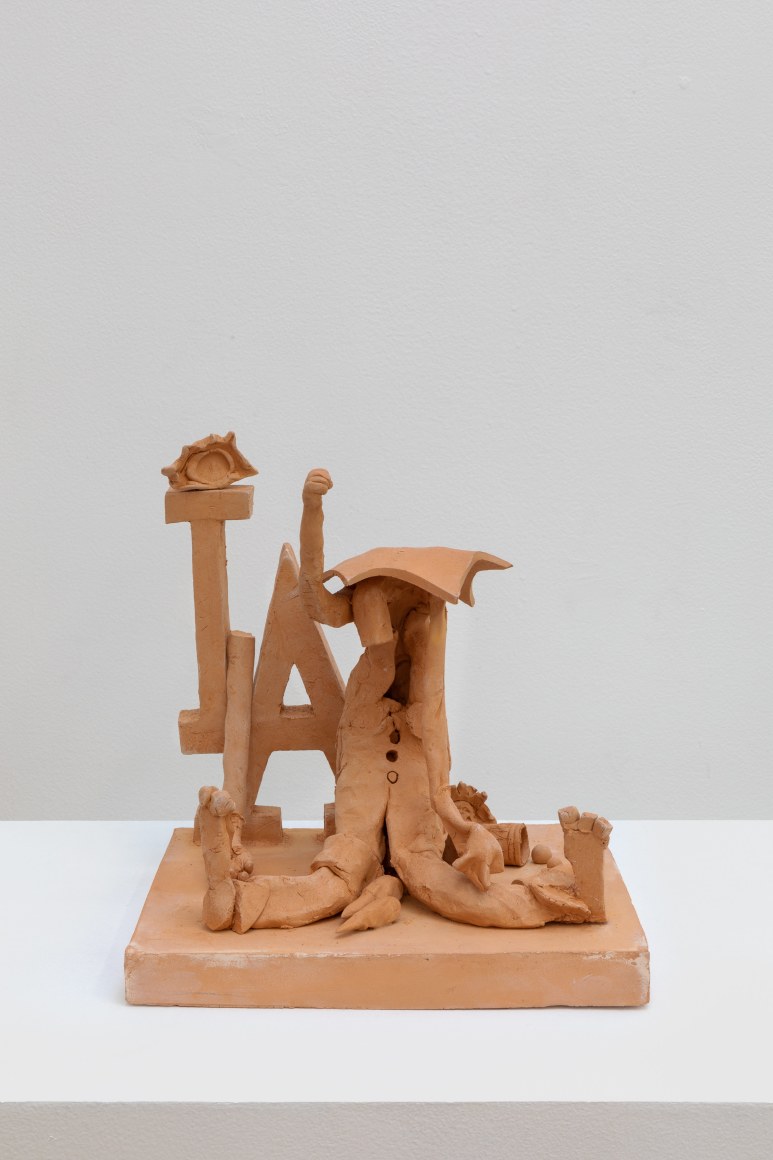 Alessandro Pessoli, L.A., 2019, Terracotta, 9 3/4 x 11 1/2 x 13 in (24.8 x 29.2 x 33 cm)