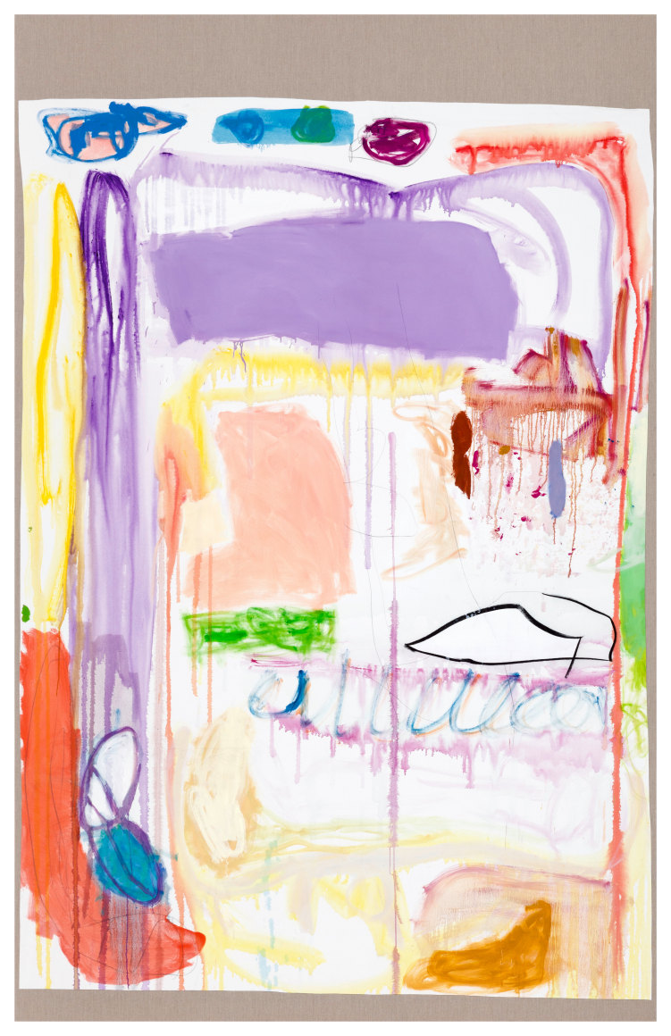 Andreas Breunig Underpressed paintings (frag_29), 2021 Acrylic, oil, charcoal and graphite on canvas on canvas 129 7/8 x 82 5/8 in 330 x 210 cm (ABR22.015)