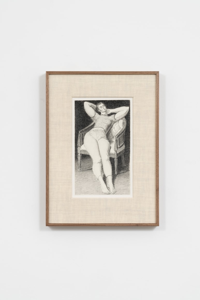 Jansson Stegner Study for Reclining Woman, 2023 Ink and graphite on paper 16 1/4 x 11 7/8 in (framed) 41.3 x 30.2 cm (framed) (JAS23.015)