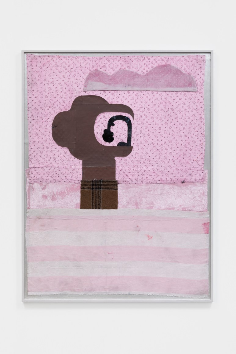 Nel Aerts Desert Horizon, 2021 Textile, paper, acrylic and spray paint in artist-made frame 56 1/4 x 42 1/2 in 143 x 108 cm (NAE21.025)