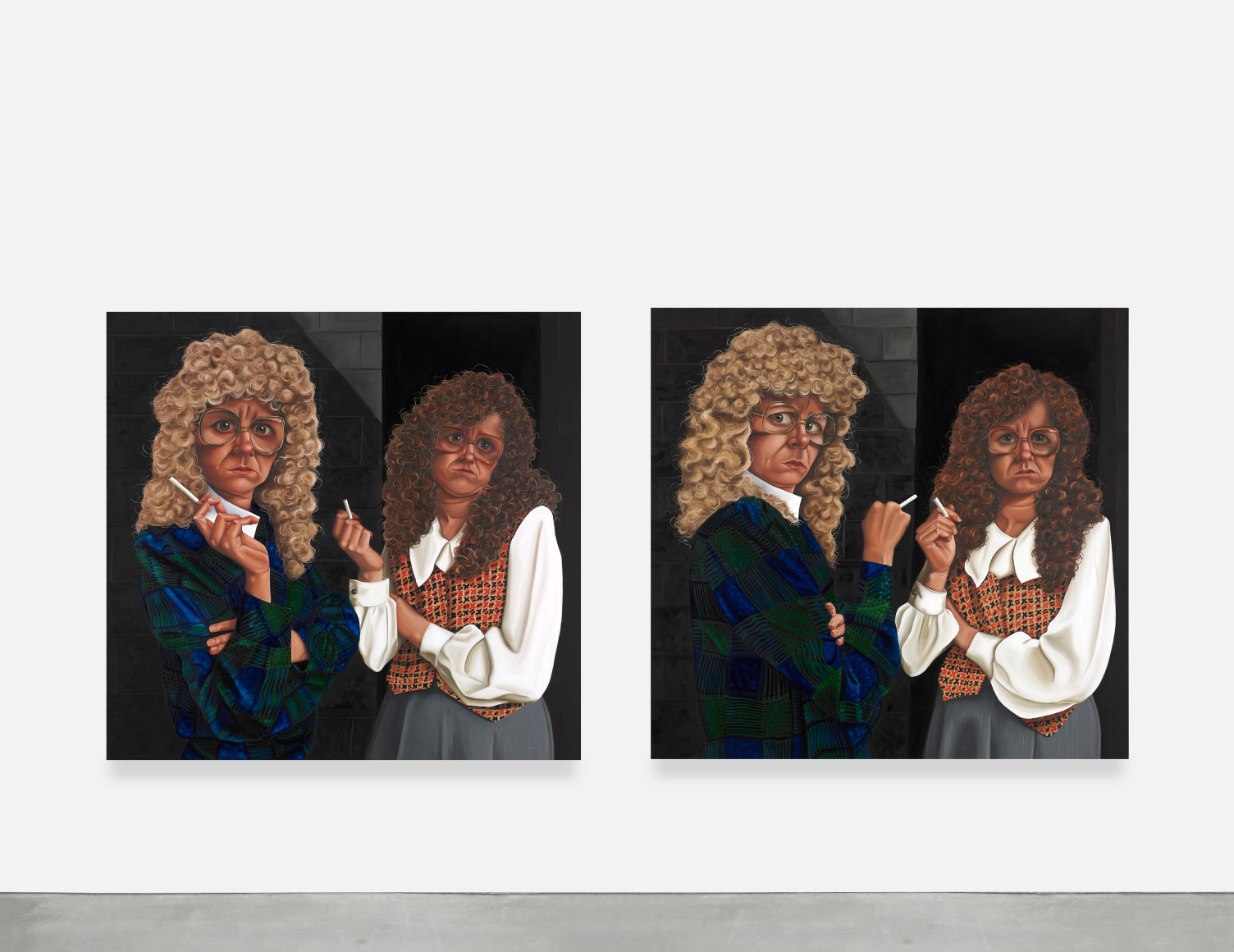 Madeleine Pfull The Interruption I & II, 2021 oil on canvas 66 7/8 x 70 7/8 in (each) 170 x 180 cm (each) (MP21.011)