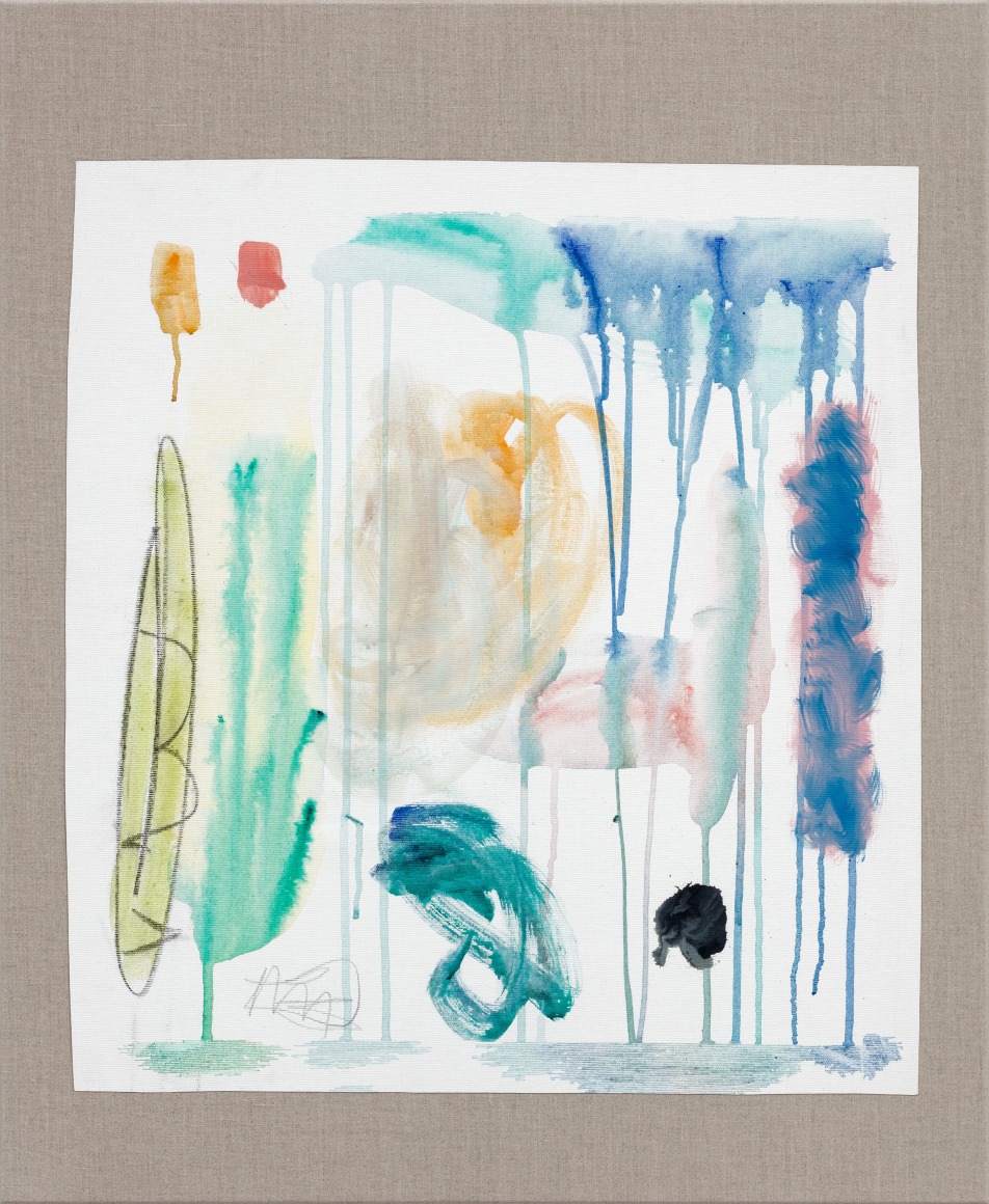 Andreas Breunig Underpressed paintings (frag_12), 2021 Acrylic, oil, charcoal and graphite on canvas 30 3/4 x 25 1/4 in 78 x 64 cm