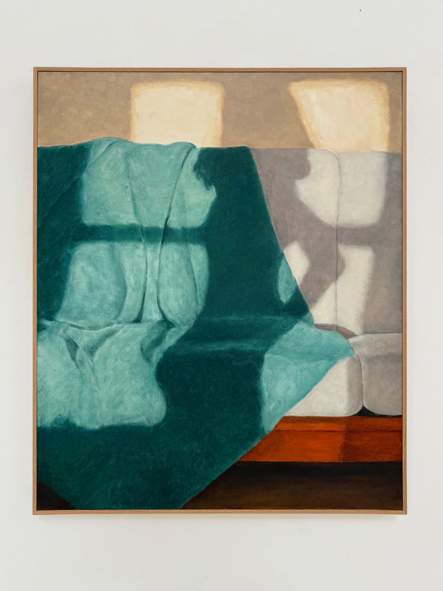 Jess Allen Walking by, 2025 Oil on linen 52 4/5 x 44 in framed 134 x 112 cm framed (JAL25.002)