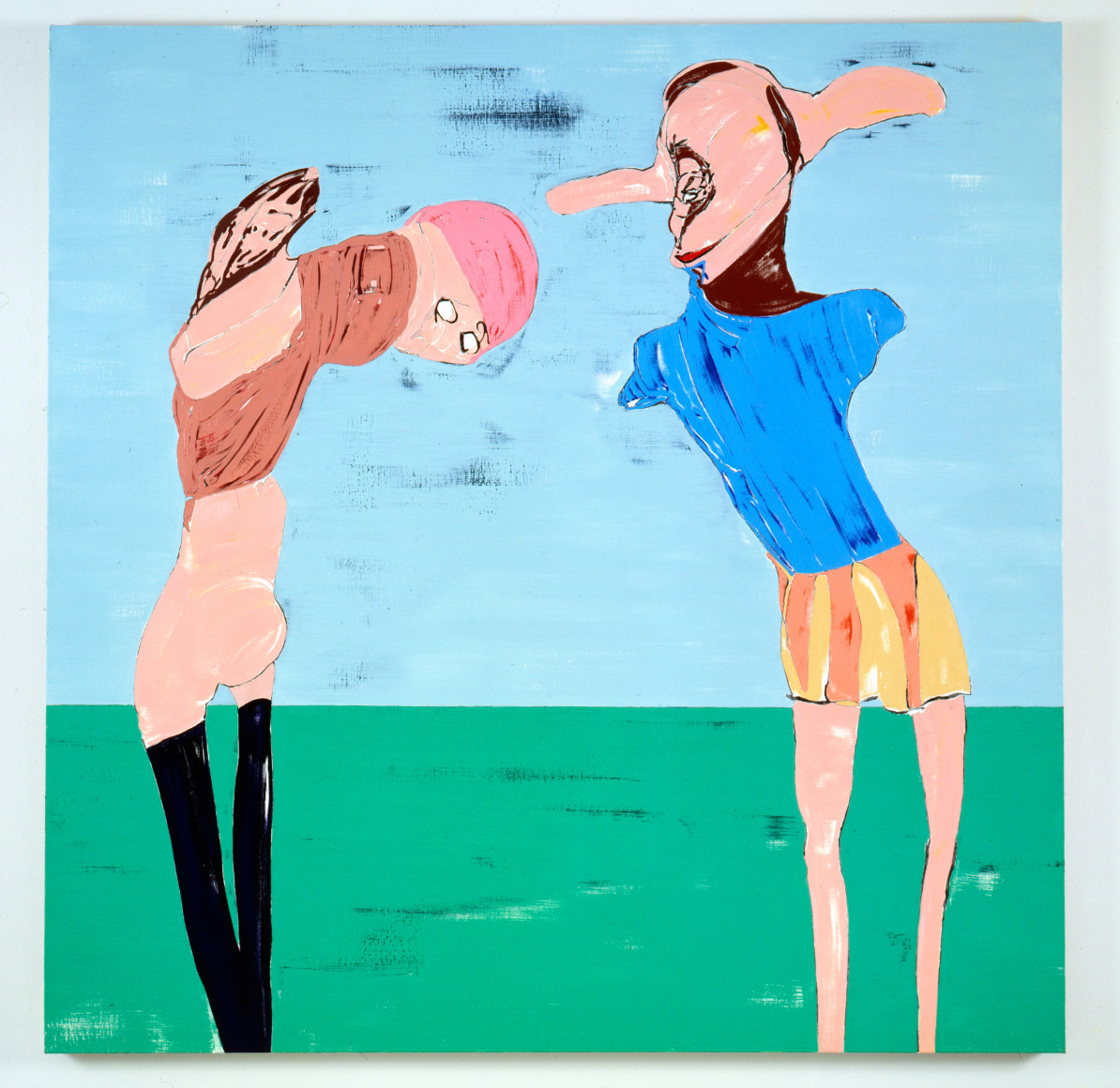 Nicola Tyson Two Figures Dancing, 2009 Oil on linen 72 x 72 in 182.9 x 182.9 cm (NTY20.001)