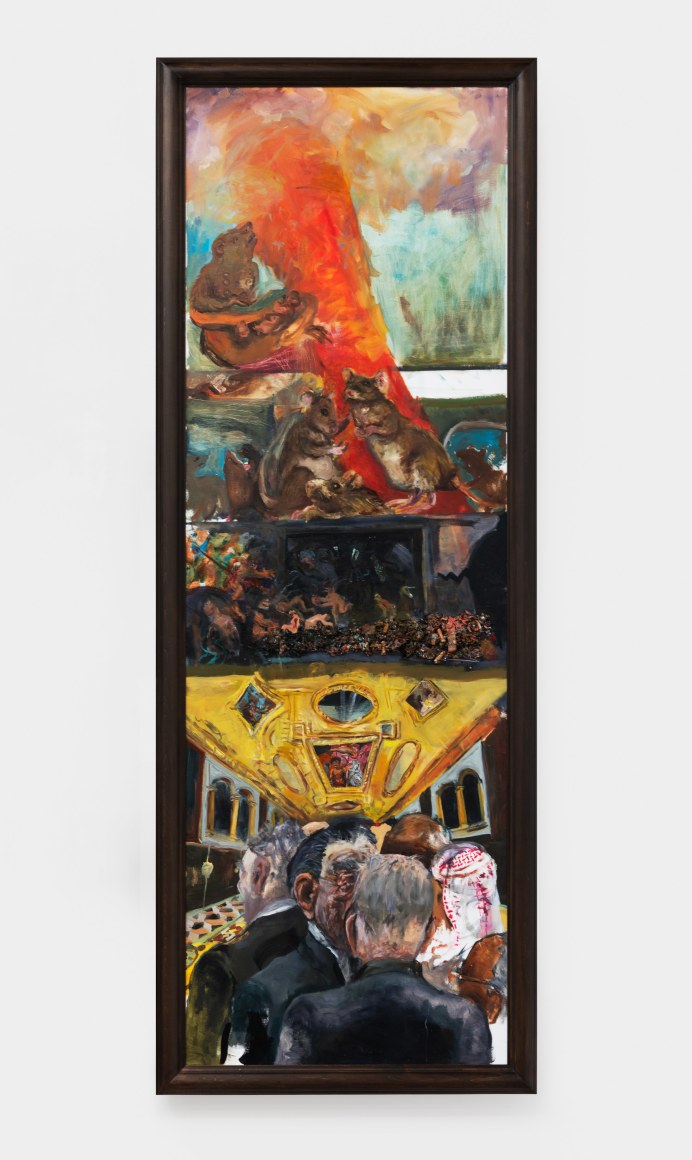 Celeste Dupuy-Spencer The shape of the rock that's hurling towards the sea, 2022 Oil on linen, framed 114 7/8 x 210 1/4 in (installed) 291.8 x 534 cm (installed) (CDS22.002)