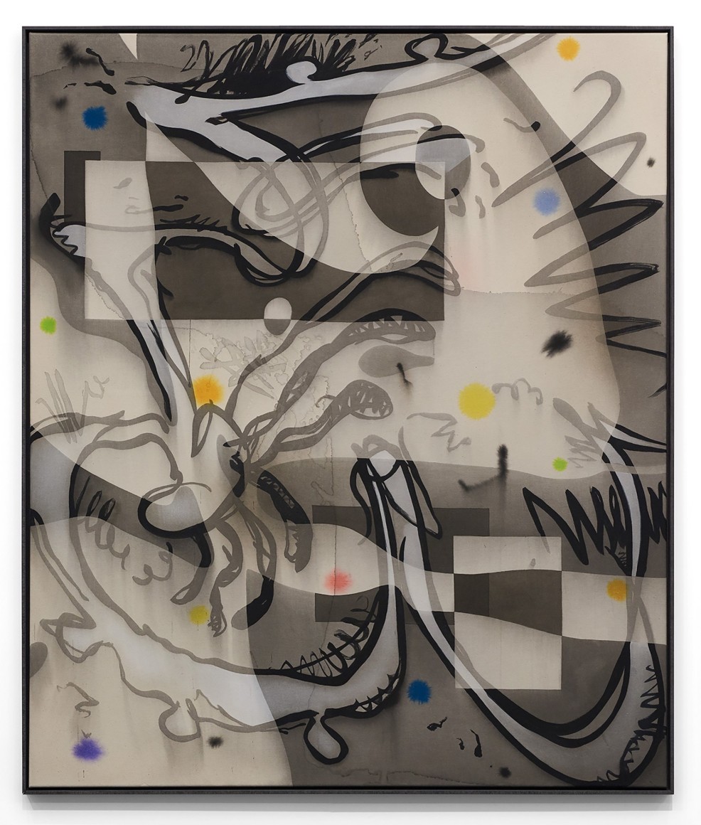 Jan-Ole Schiemann, Space Doodle II, 2017, ink and acrylic on canvas, 51.2 x 43.3 in (130 x 110 cm), JS17.014