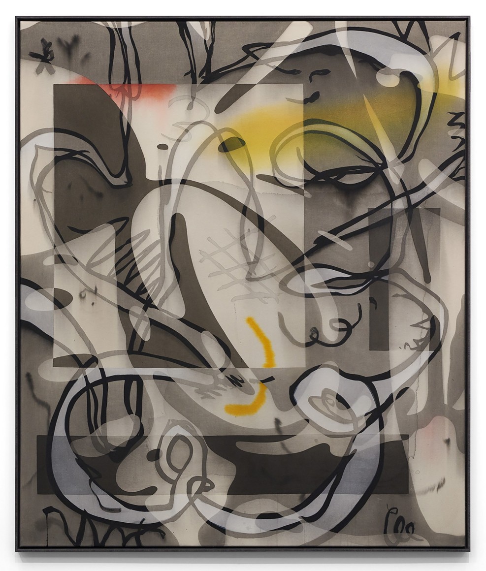 Jan-Ole Schiemann, Space Doodle I, 2017, ink and acrylic on canvas, 51.2 x 43.3 in (130 x 110 cm), JS17.013