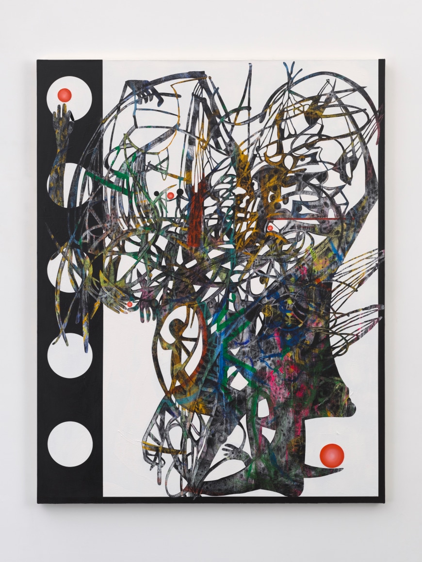 Ana Villagomez La Máquina de Sueños (Dream Machine), 2025 Signed, titled, and dated on verso Acrylic and flashe on canvas 64 x 50 in 162.6 x 127 cm (AVI24.016)