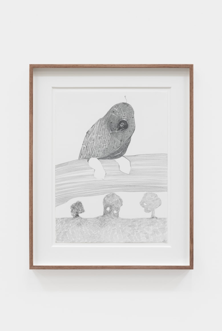 Nicola Tyson Three Trees, 2022 Graphite on Paper 16 1/2 x 13 1/8 x 1 1/2 in (framed) 41.9 x 33.3 x 3.8 cm (framed) (NTY22.004)