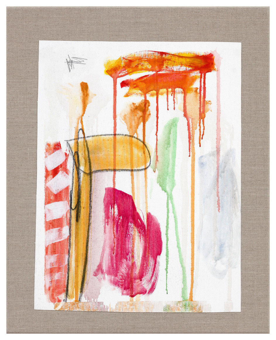 Andreas Breunig Underpressed paintings (frag_05), 2021 Acrylic, oil, charcoal and graphite on canvas on canvas 22 1/8 x 17 3/4 in 56 x 45 cm (ABR22.002)