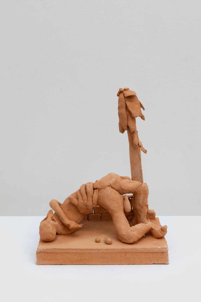 Alessandro Pessoli, Boyle Heights Figure, 2019, Terracotta, 7 1/2 x 10 x 13 in (19.1 x 25.4 x 33 cm)