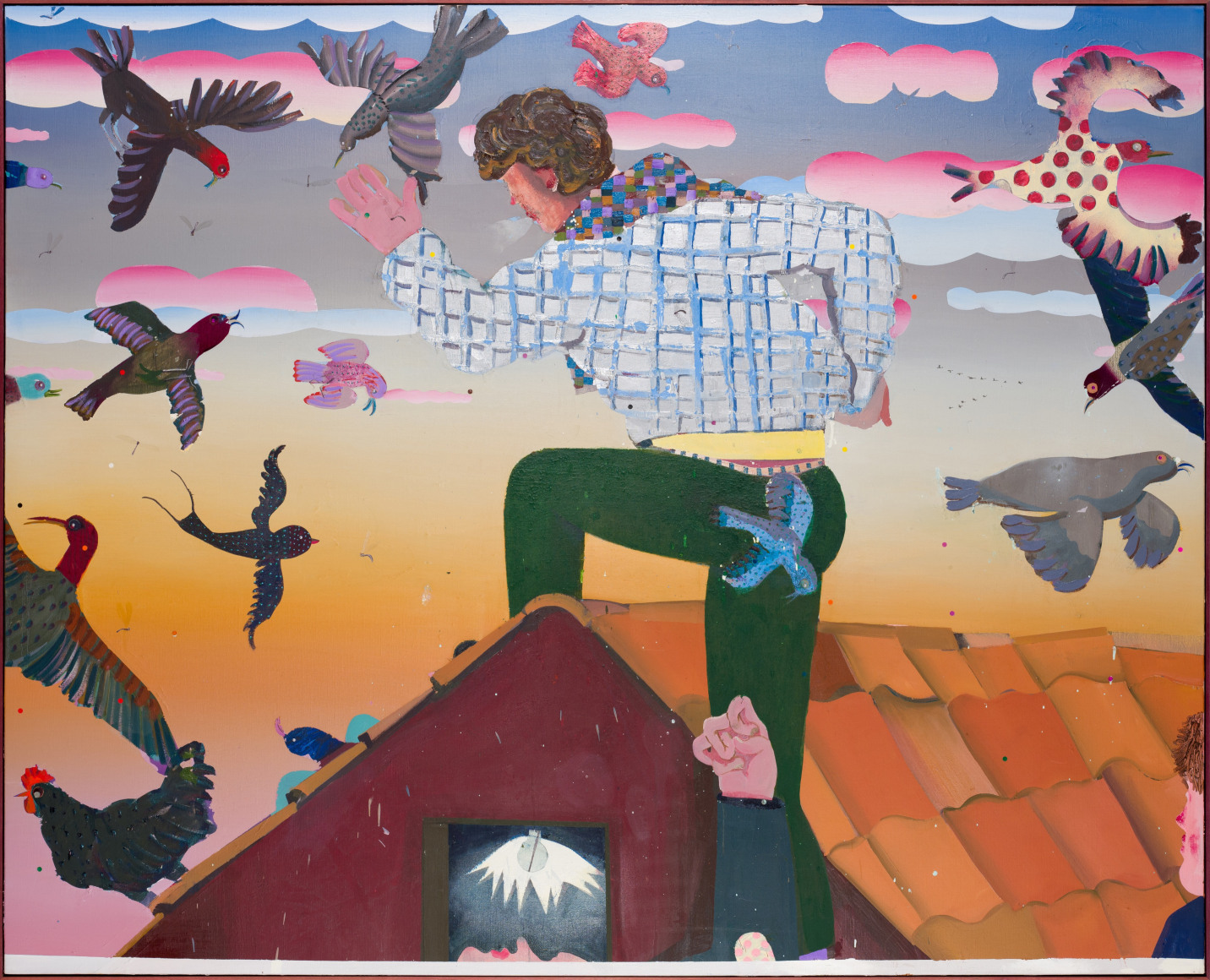 Pieter Jennes To be everywhere, 2022 Oil and collage on canvas 74 3/4 x 82 5/8 in 190 x 210 cm (PJE23.005)