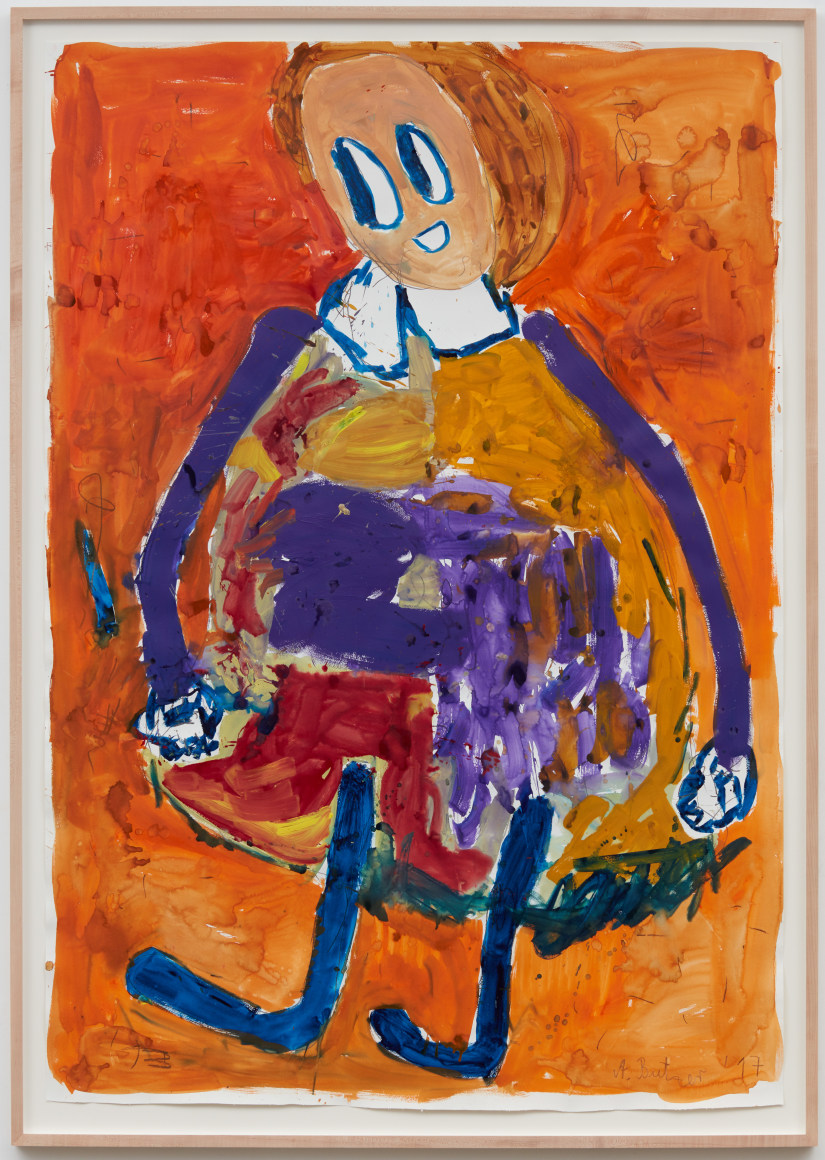 André Butzer, Untitled, 2017, Watercolor on paper, 84 5/8 x 59 7/8 in (framed), 78 2/5 x 55 1/5 in (unframed), 214.9 x 152.1 cm (framed), 199.136 x 140.208 cm (unframed) (AB17.052)