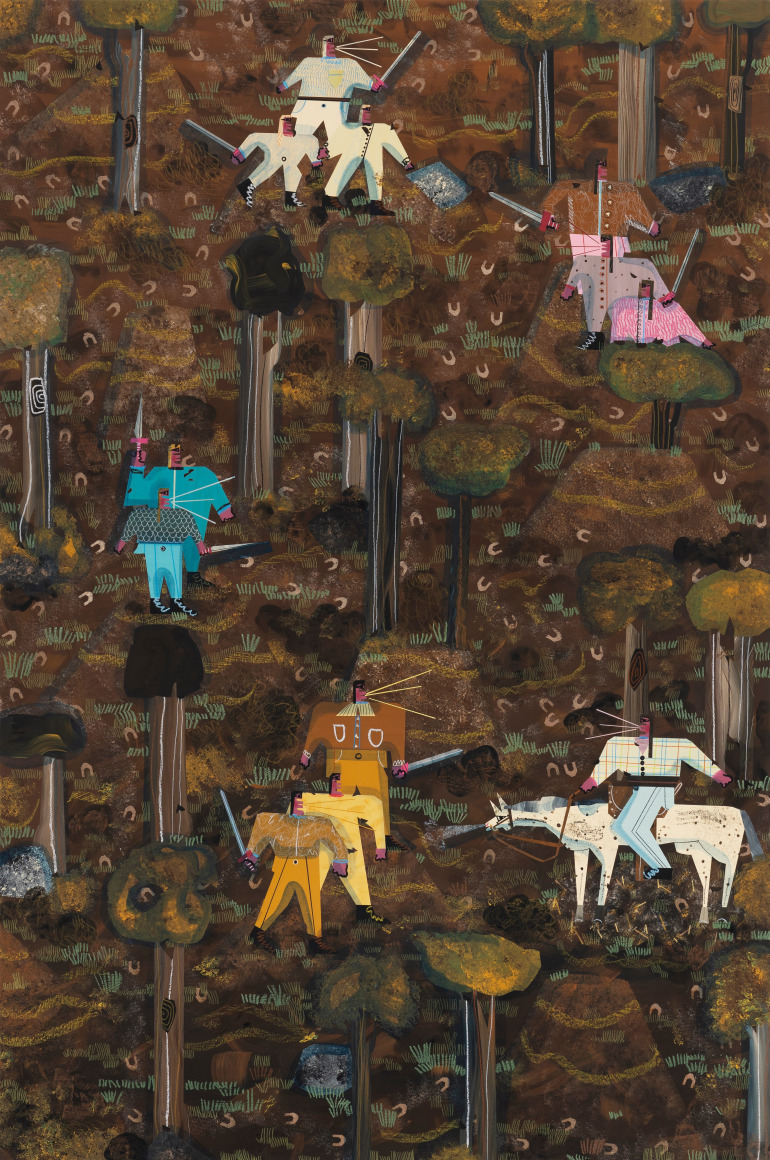Andrea Joyce Heimer Which Group is Mine? Can I Go with This One, or That One? Or Do I Have to Go Alone?, 2022 Acrylic on panel 60 x 40 in 152.4 x 101.6 cm (AJO22.050)