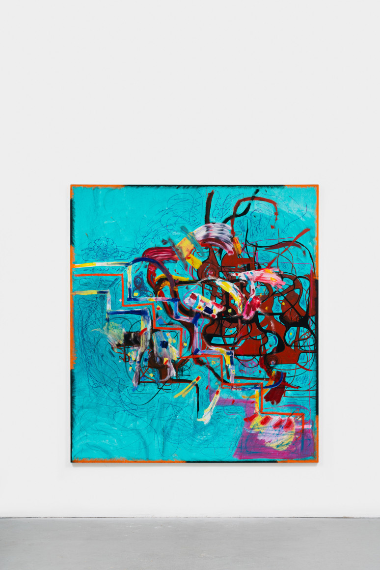 Joanne Greenbaum Untitled, 2014 Oil, ink and acrylic on canvas 90 x 80 in 228.6 x 203.2 cm (JGR21.009)
