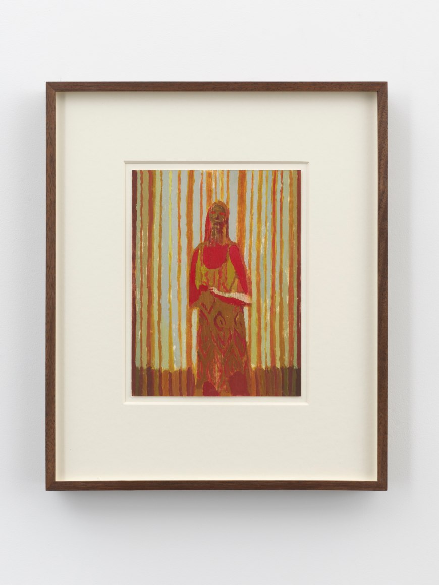 Jonathan Wateridge Red Curtain, 2023 Signed, titled, and dated on verso Oil on paper 16 1/2 x 13 3/4 in (framed) 41.9 x 34.9 cm (framed) (JWA24.007)