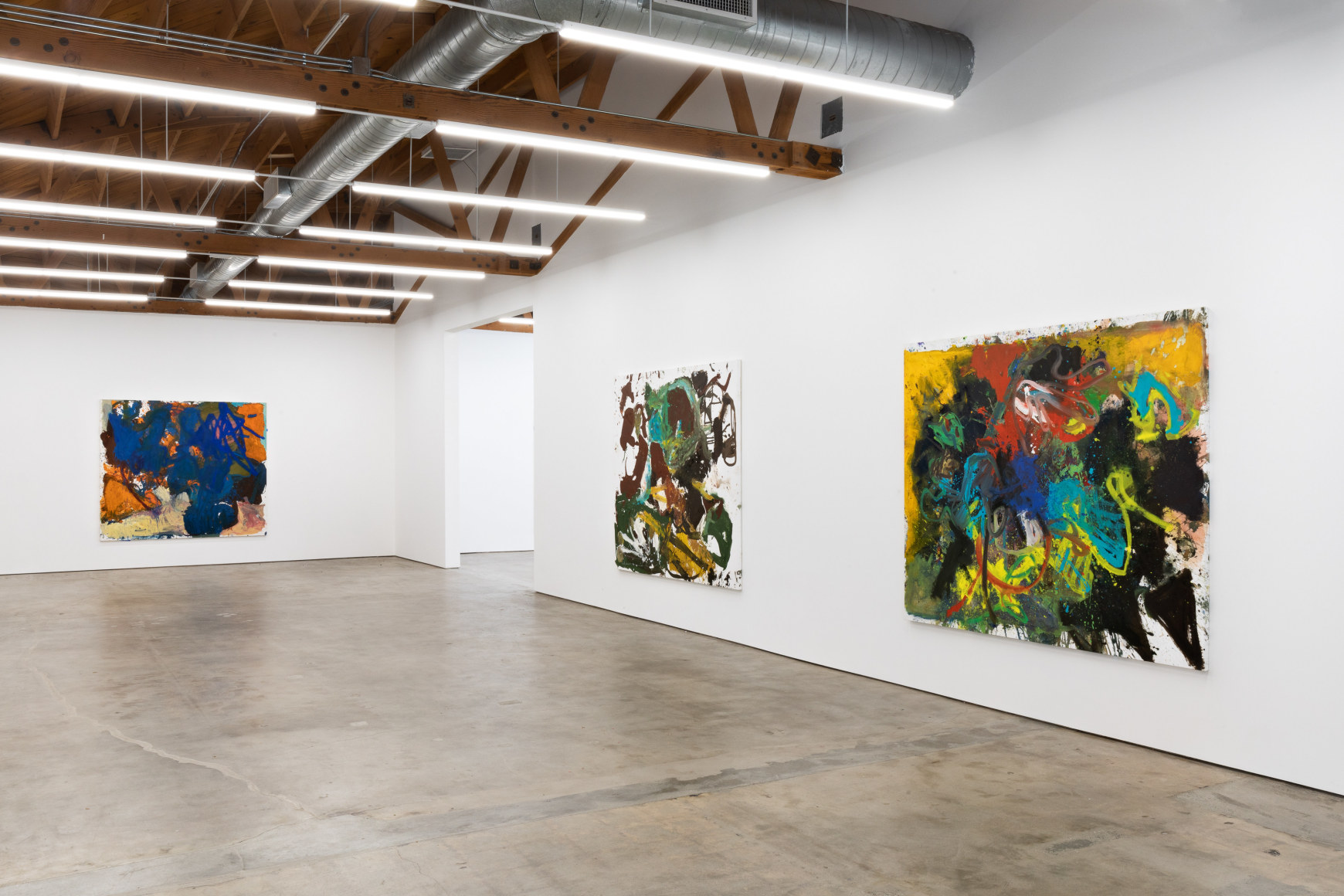 Installation View of "Dancing", "A Foot in Each Corner", and "One Afternoon"