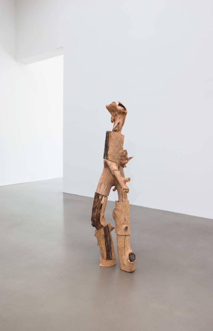 Nicola Tyson Dancing Figure 1, 2016 Apple, elm, and wood 70 x 22 x 16 in 177.8 x 55.9 x 40.6 cm (NTY21.001)