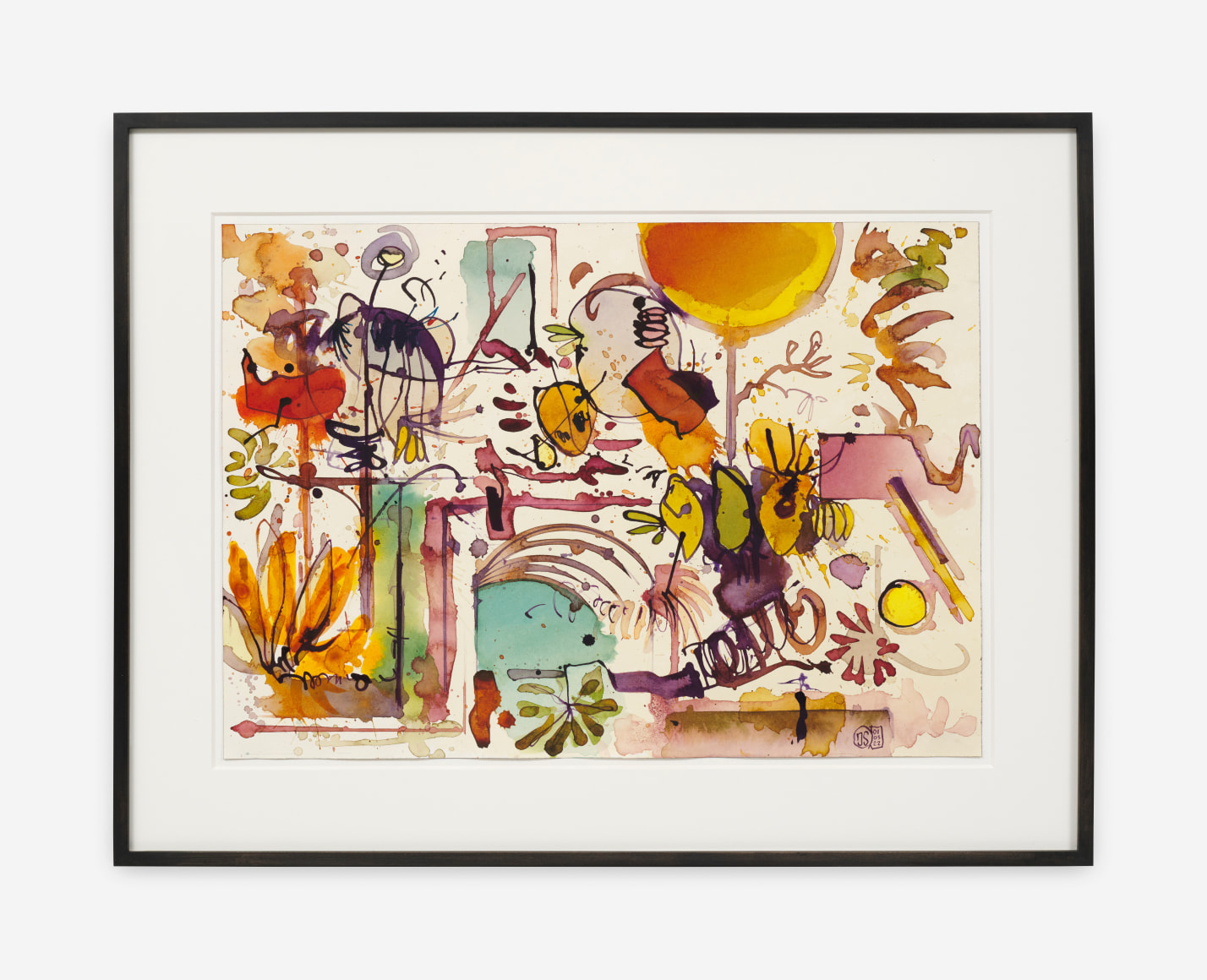 Jan-Ole Schiemann UNTITLED (PURPIL), 2022 Ink, watercolor on paper 19 7/8 x 25 3/4 x 1 5/8 in (framed) 50.4 x 65.4 x 4 cm (framed) (JS22.014)