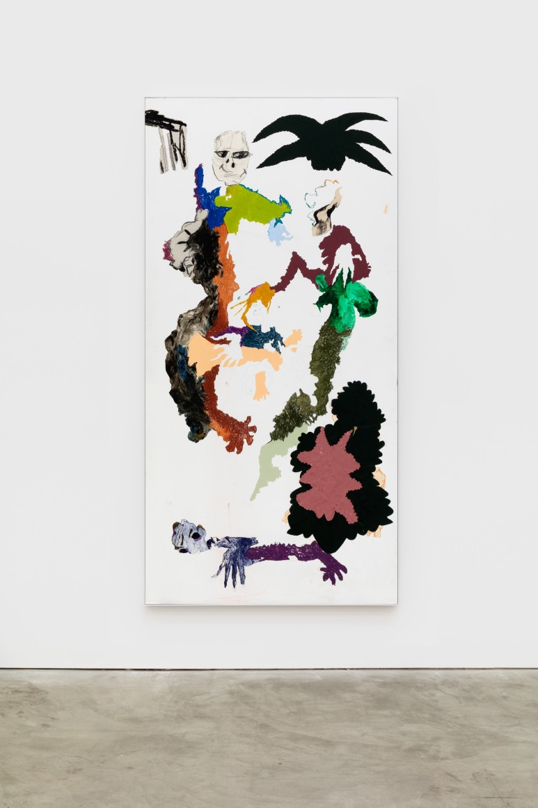Cindy Phenix Both Real and Artificial, 2020 Oil, acrylic, pastel, color pencil and paper on drywall 96 x 48 in 243.8 x 121.9 cm (CP20.018)