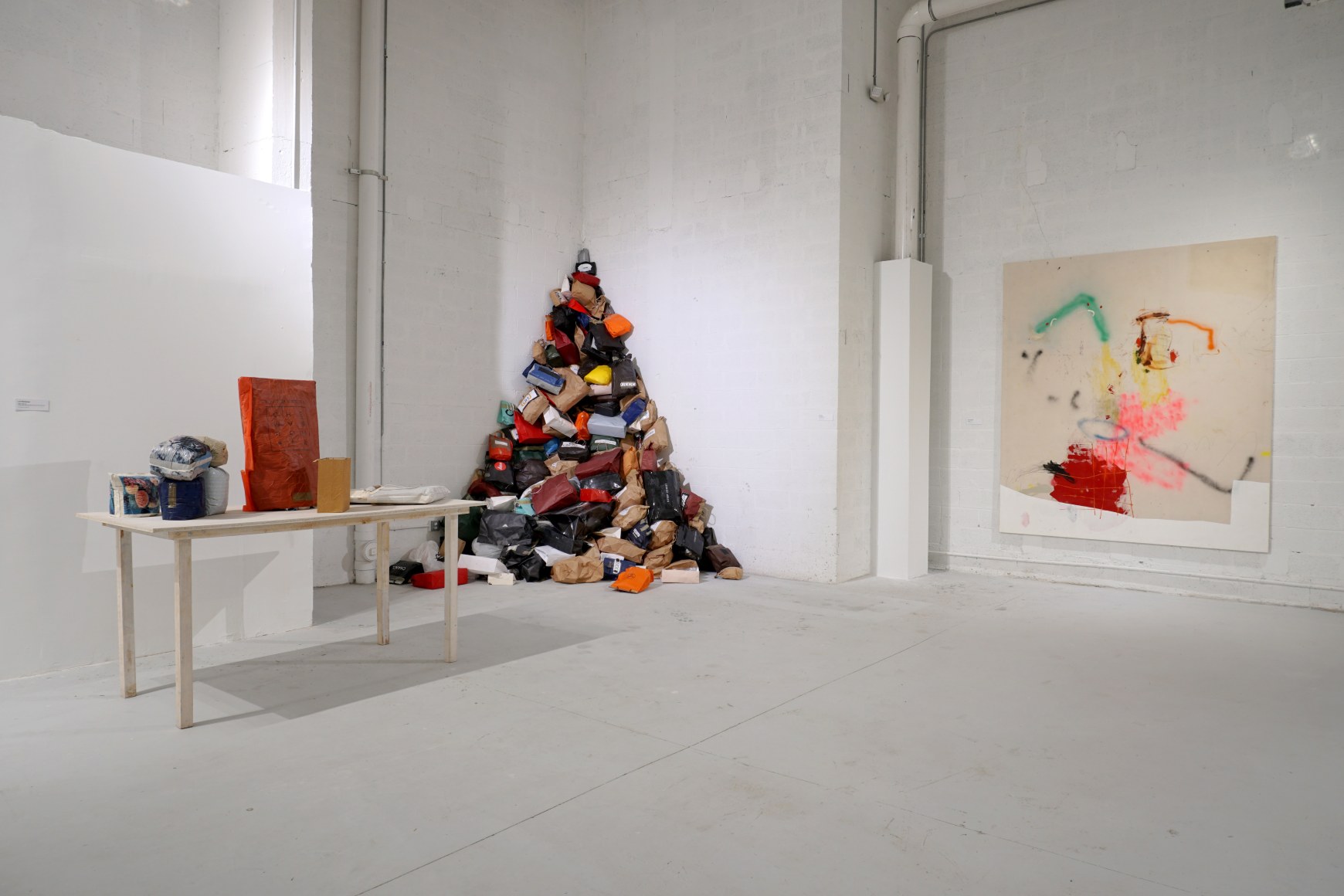 Installation view,&nbsp;New to the Collection,&nbsp;October 18, 2023 - April 27, 2024, The Margulies Collection at the Warehouse, Lois Weinberger, Sara Ramo, Jenny Brosinski