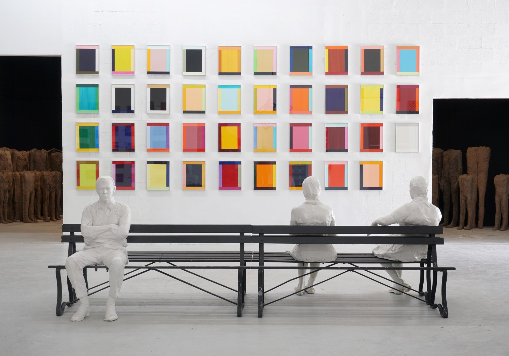 Installation View picturing George Segal, Imi Knoebel, and Magdalena Abakanowicz