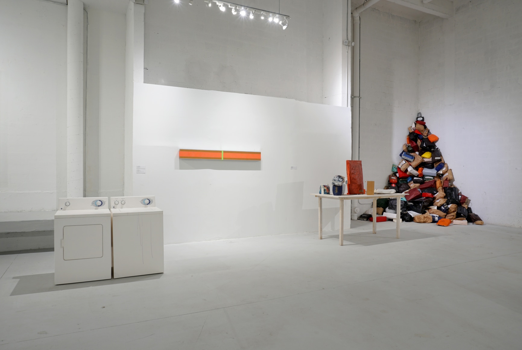 Installation view,&nbsp;New to the Collection,&nbsp;October 18, 2023 - April 27, 2024, The Margulies Collection at the Warehouse, Kaz Oshiro, Lisa Williamson, Lois Weinberger, Sara Ramo