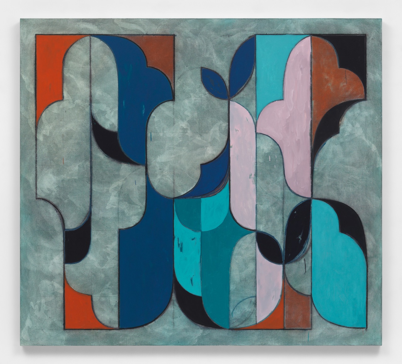 Kamrooz Aram, Untitled (Arabesque Composition), 2020, Oil and wax crayon on linen, 152.4 x167.64 cm